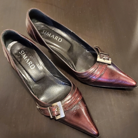 SIMARD Lumusi Wine Color Pointed Toe Heel IT 37 B / US 6.5 - Picture 2 of 7